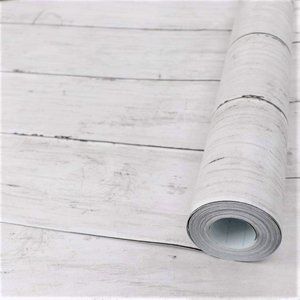 18"x118" White Wood Adhesive Wall Covering